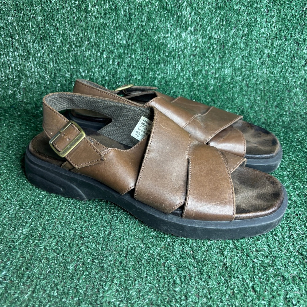 Bass Adrian Leather Slingback Buckle Air Comfort Sandal Brown Mens‎ Size 11M